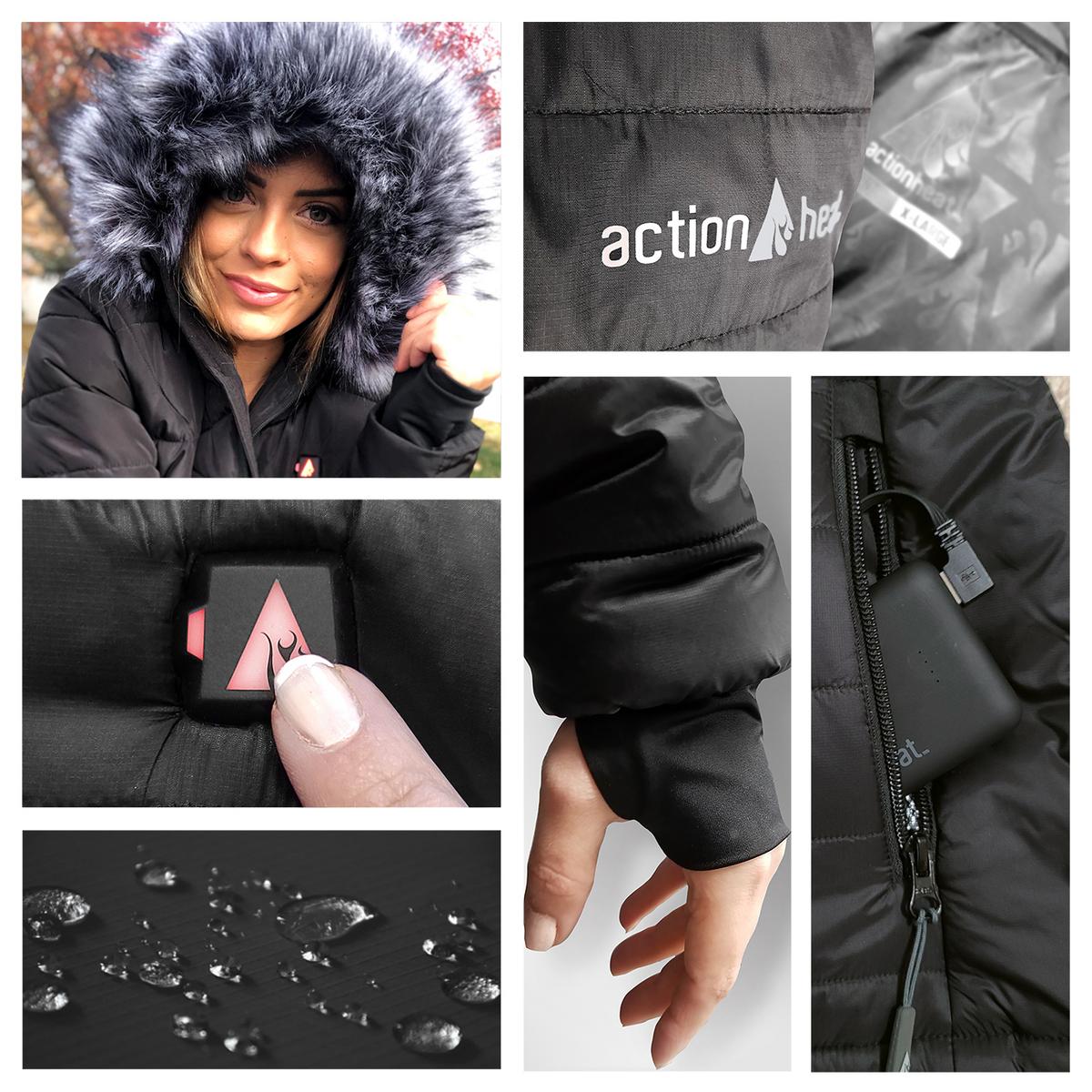 ActionHeat Washington Commanders 5V Women's Long Puffer Battery Heated Jacket