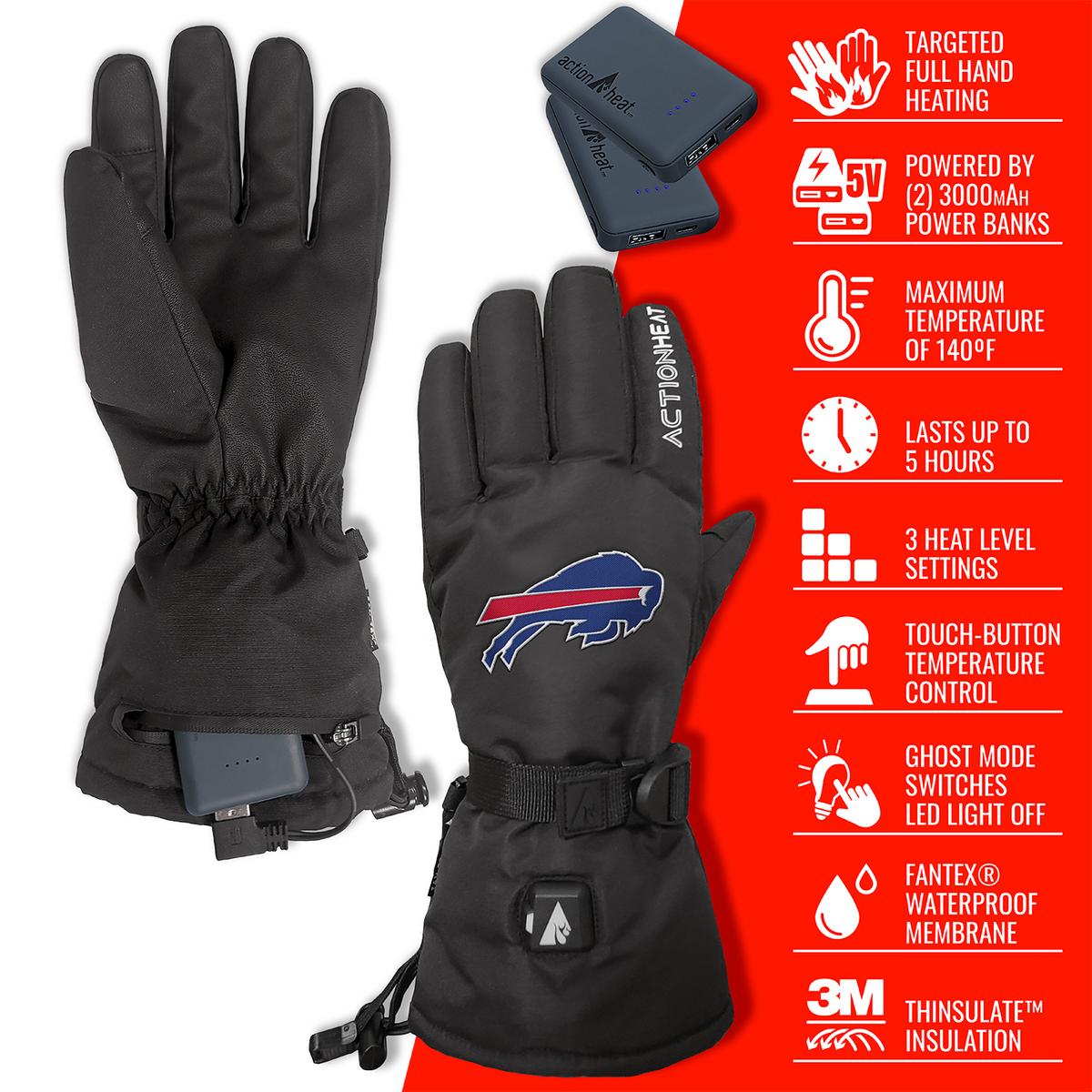 ActionHeat Buffalo Bills 5V Battery Heated Gloves