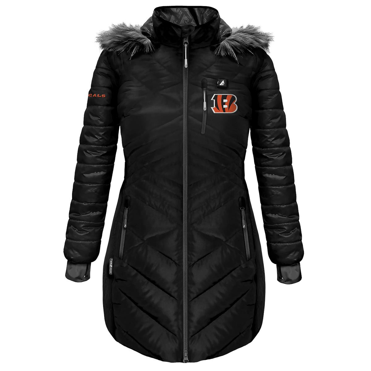 ActionHeat Cincinnati Bengals 5V Women's Long Puffer Battery Heated Jacket