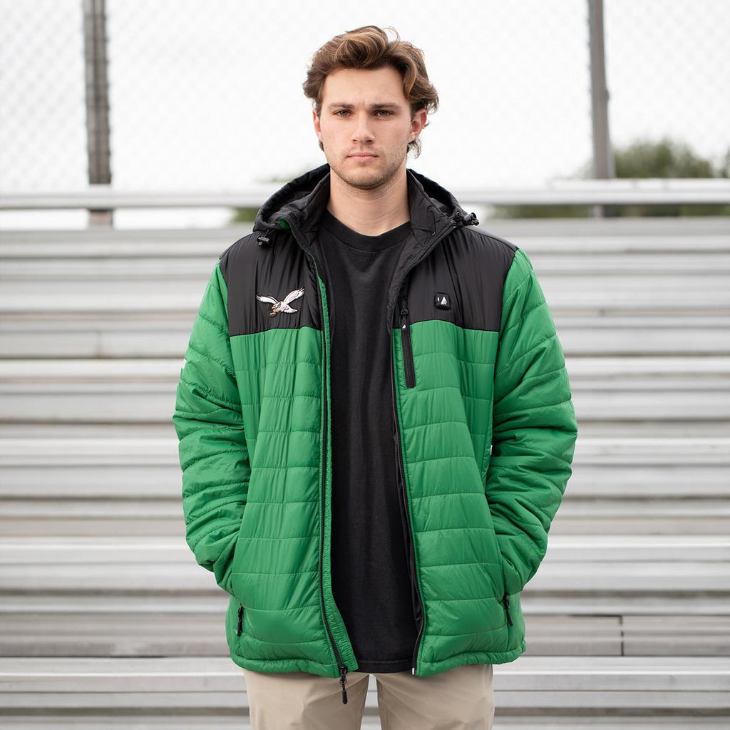 ActionHeat Philadelphia Eagles 5V Men's Colorblock Puffer Battery Heated Jacket.