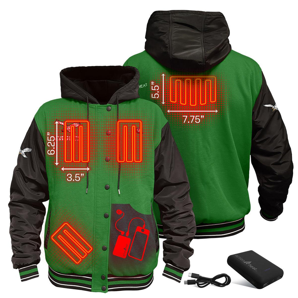 ActionHeat Philadelphia Eagles 5V Battery Heated Varsity Jacket