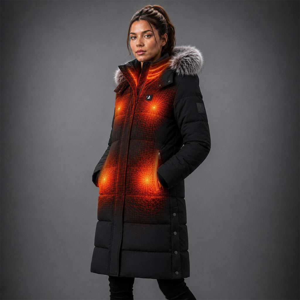 Open Box ActionHeat Pro Series+ Bluetooth Women's Long Puffer Heated Jacket