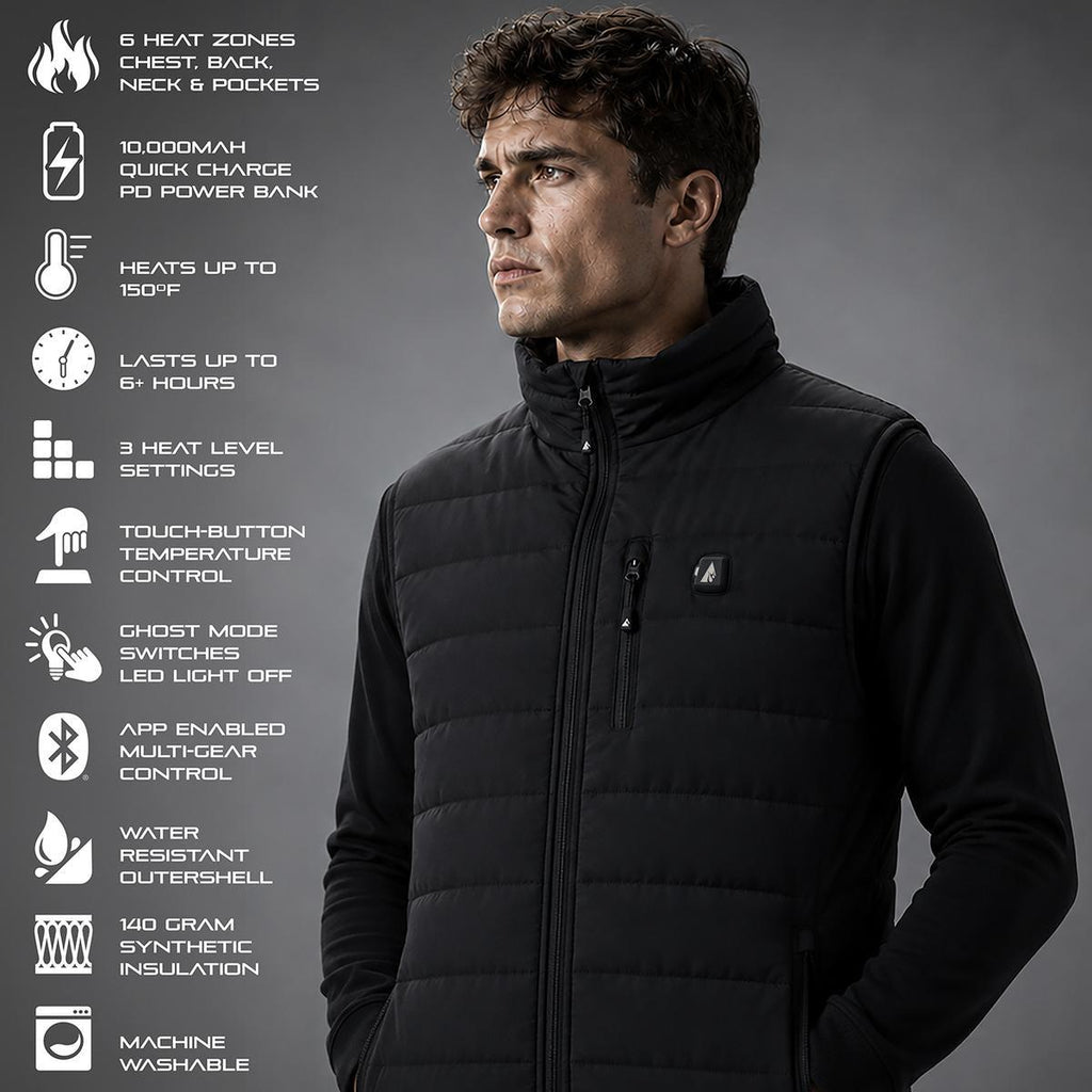 Open Box ActionHeat Pro Series+ Bluetooth Men's Puffer Heated Vest