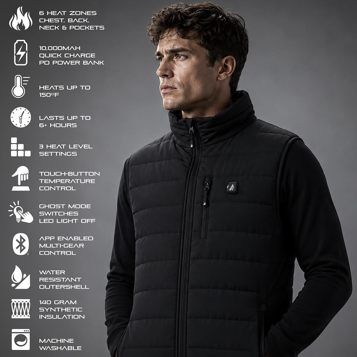 Open Box ActionHeat Pro Series+ Bluetooth Men's Puffer Heated Vest