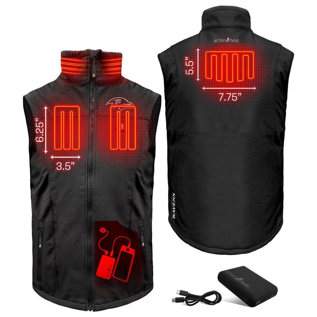 ActionHeat Baltimore Ravens 5V Men's Softshell Battery Heated Vest