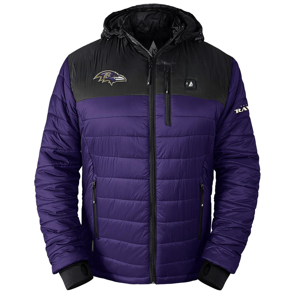 ActionHeat Baltimore Ravens 5V Men's Colorblock Puffer Battery Heated Jacket