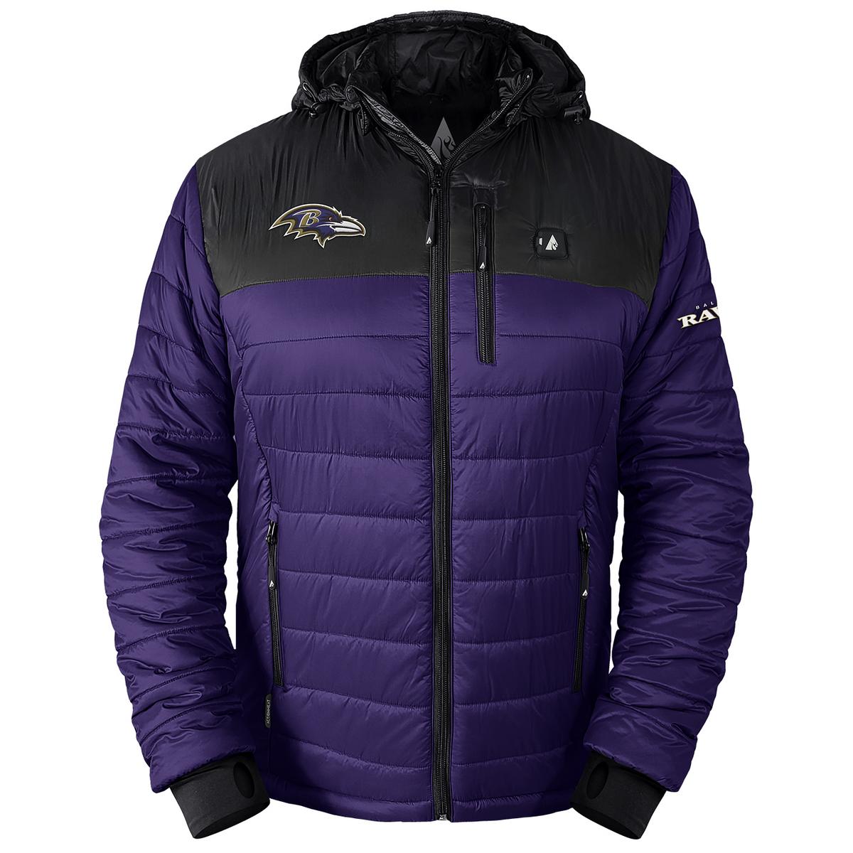 ActionHeat Baltimore Ravens 5V Men's Colorblock Puffer Battery Heated Jacket