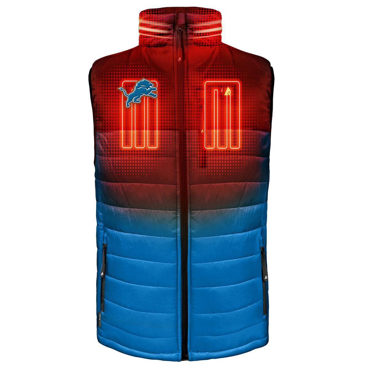 ActionHeat Detroit Lions 5V Men's Colorblock Puffer Battery Heated Vest