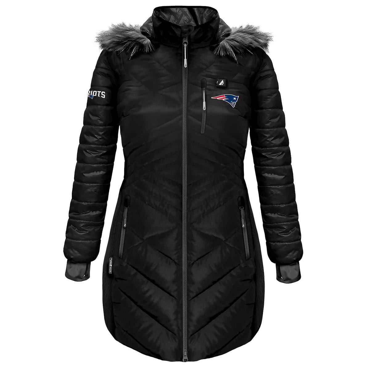 ActionHeat New England Patriots 5V Women's Long Puffer Battery Heated Jacket