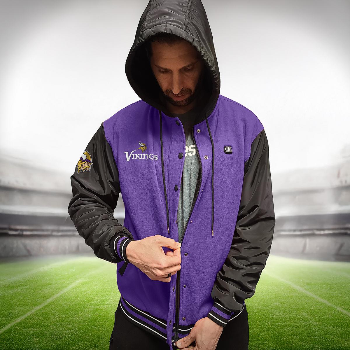 ActionHeat Minnesota Vikings 5V Battery Heated Varsity Jacket