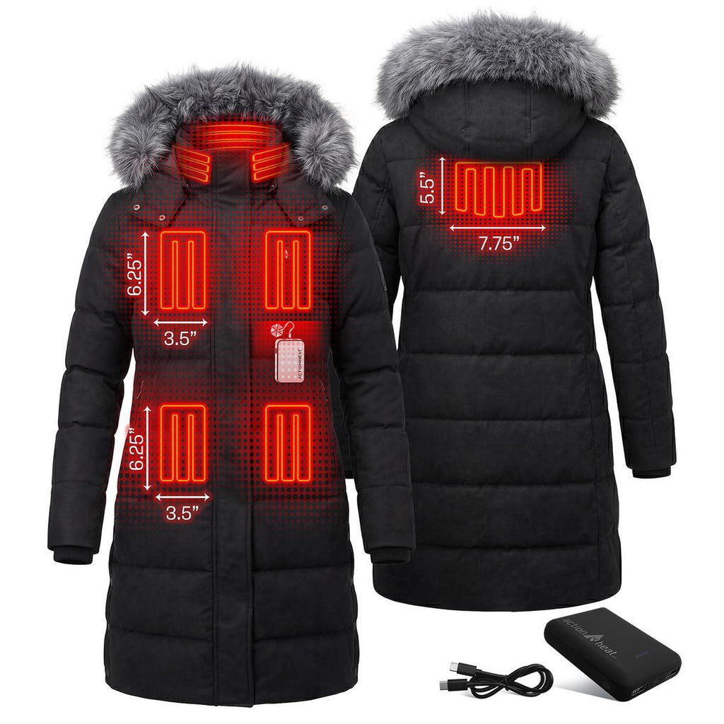 Open Box ActionHeat Pro Series+ Bluetooth Women's Long Puffer Heated Jacket