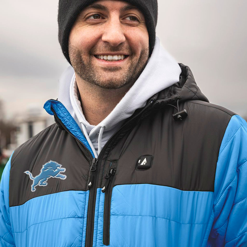 ActionHeat Detroit Lions 5V Men's Colorblock Puffer Battery Heated Jacket