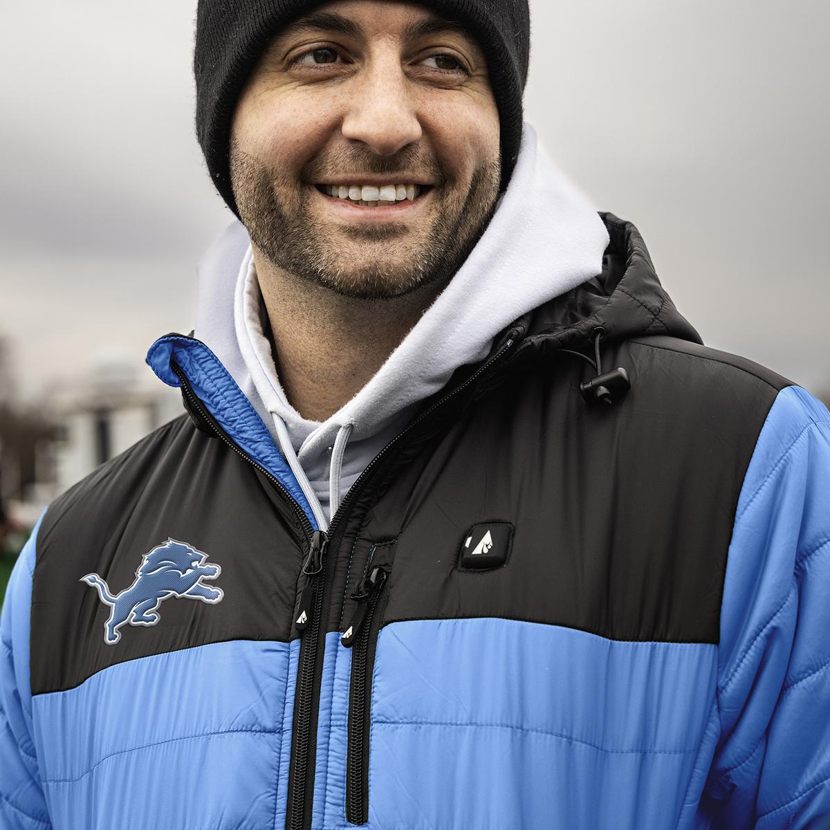 ActionHeat Detroit Lions 5V Men's Colorblock Puffer Battery Heated Jacket