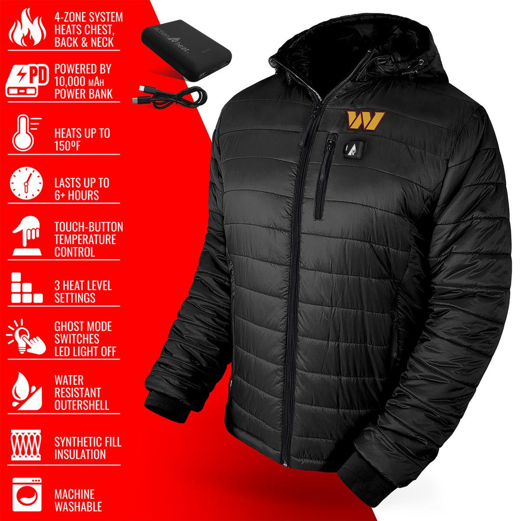 ActionHeat Washington Commanders 5V Men's Puffer Battery Heated Jacket