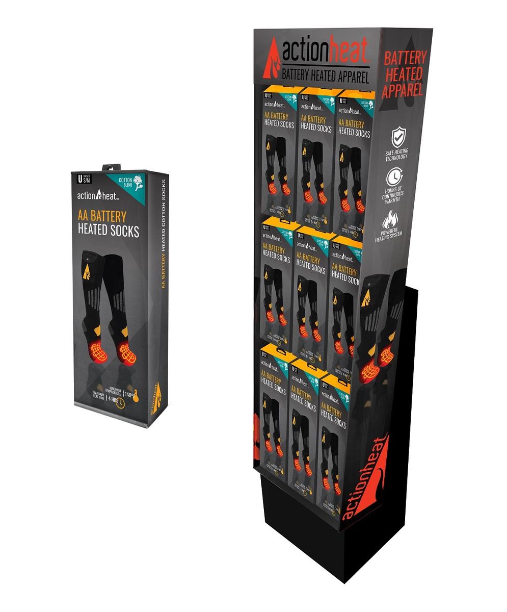 ActionHeat AA Cotton Sock 18-piece display