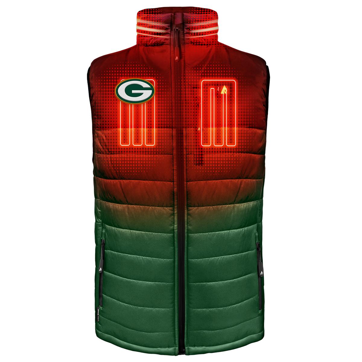 ActionHeat Green Bay Packers 5V Men's Colorblock Puffer Battery Heated Vest