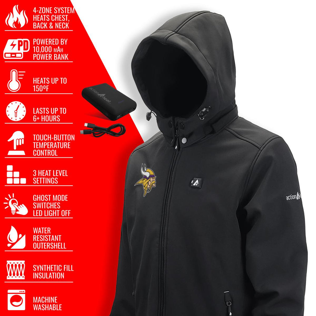 ActionHeat Minnesota Vikings 5V Men's Softshell Battery Heated Jacket