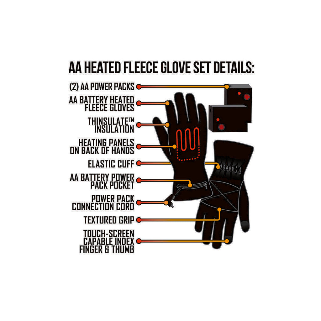 Open Box ActionHeat AA Battery Heated Fleece Gloves