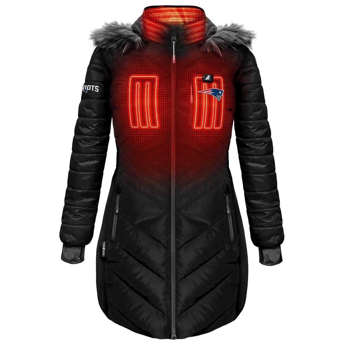 ActionHeat New England Patriots 5V Women's Long Puffer Battery Heated Jacket