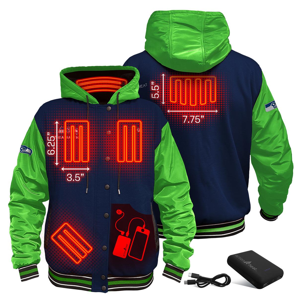 ActionHeat Seattle Seahawks 5V Battery Heated Varsity Jacket