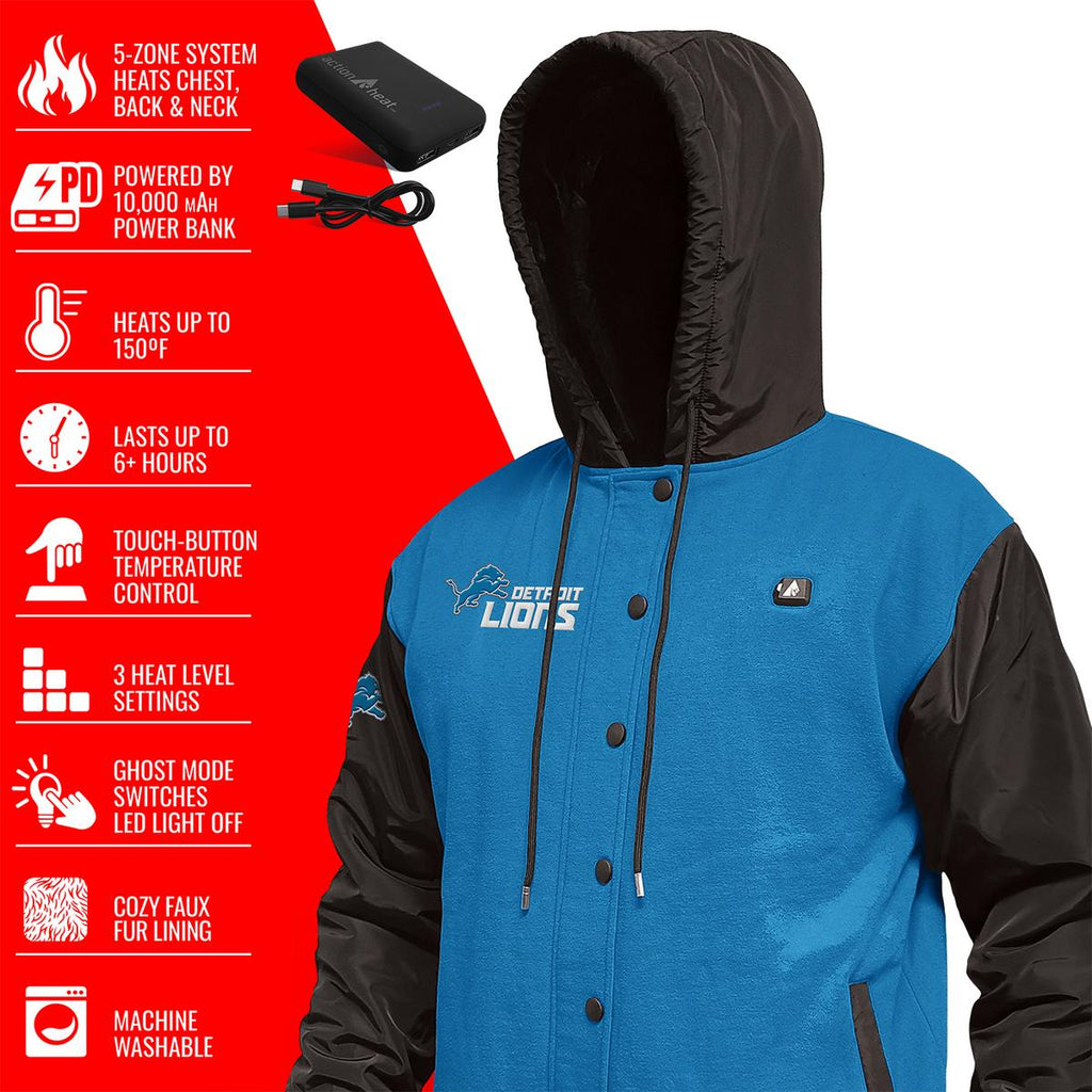 ActionHeat Detroit Lions 5V Battery Heated Varsity Jacket