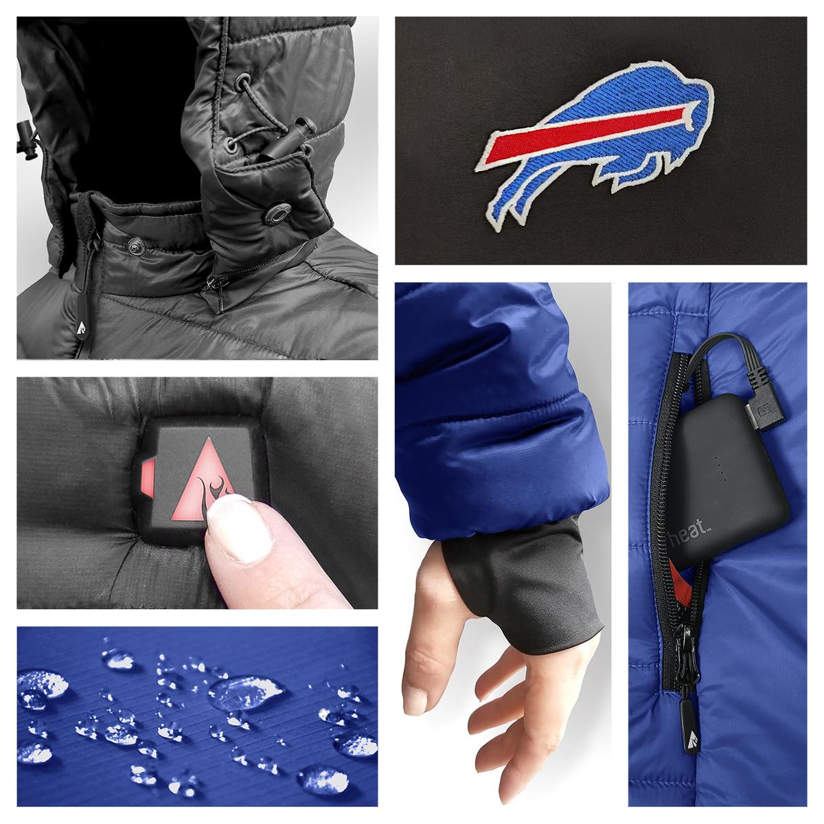 ActionHeat Buffalo Bills 5V Women's Colorblock Puffer Battery Heated Jacket