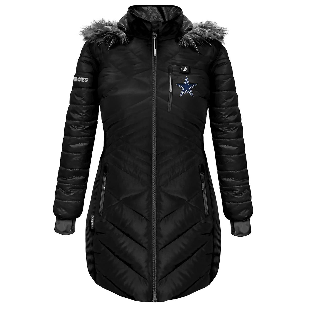 ActionHeat Dallas Cowboys 5V Women's Long Puffer Battery Heated Jacket