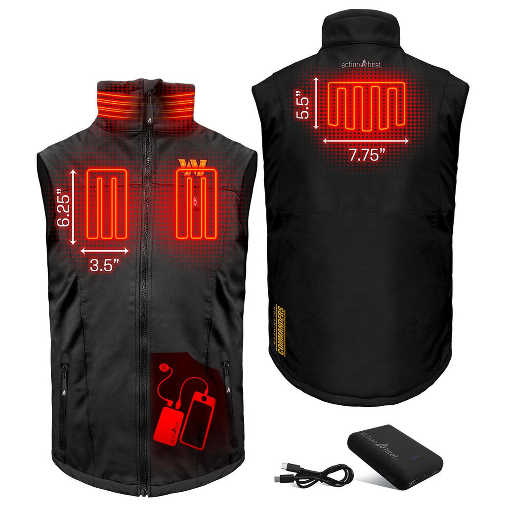 ActionHeat Washington Commanders 5V Men's Softshell Battery Heated Vest