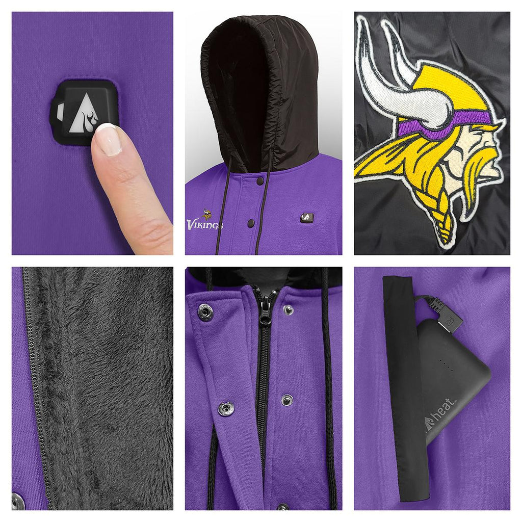 ActionHeat Minnesota Vikings 5V Battery Heated Varsity Jacket