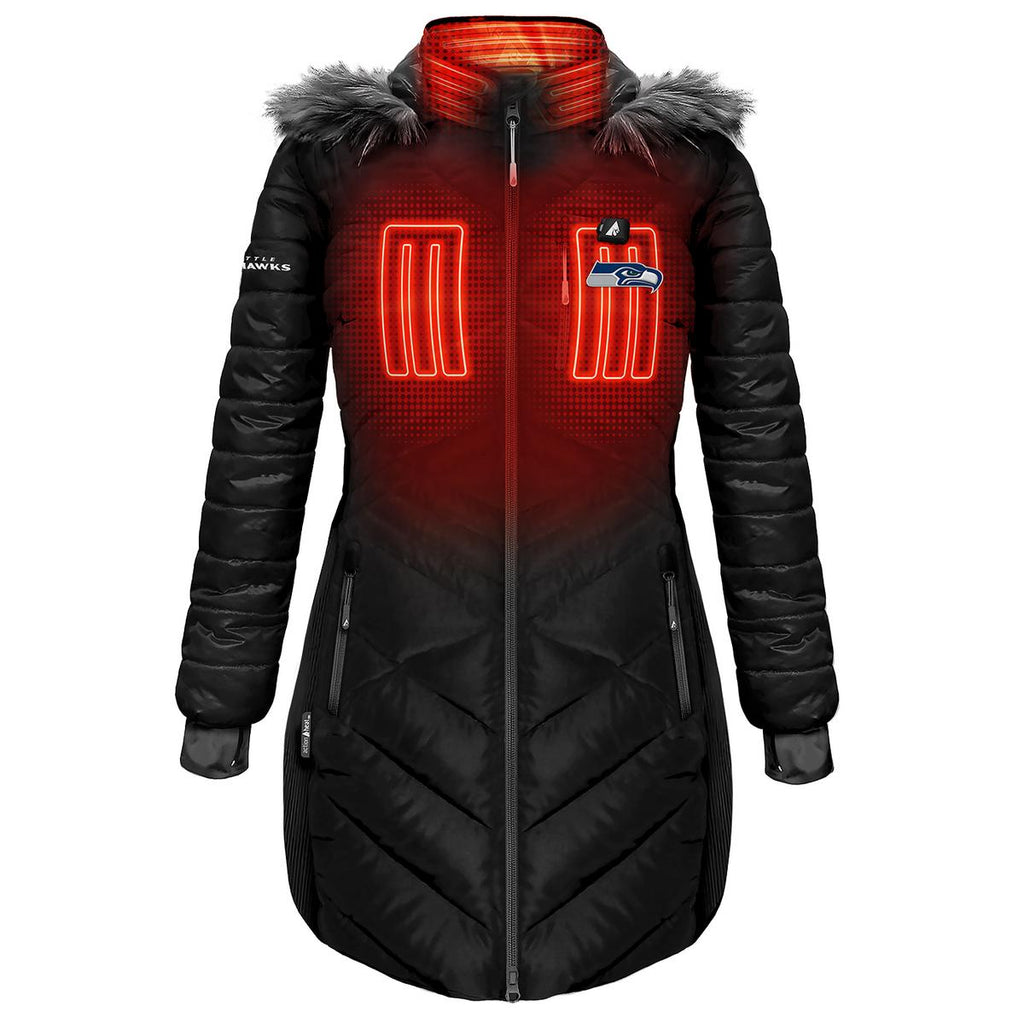 ActionHeat Seattle Seahawks 5V Women's Long Puffer Battery Heated Jacket