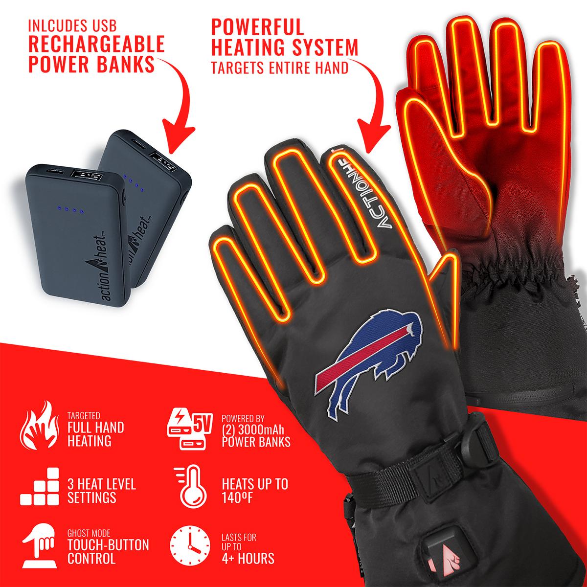 ActionHeat Buffalo Bills 5V Battery Heated Gloves