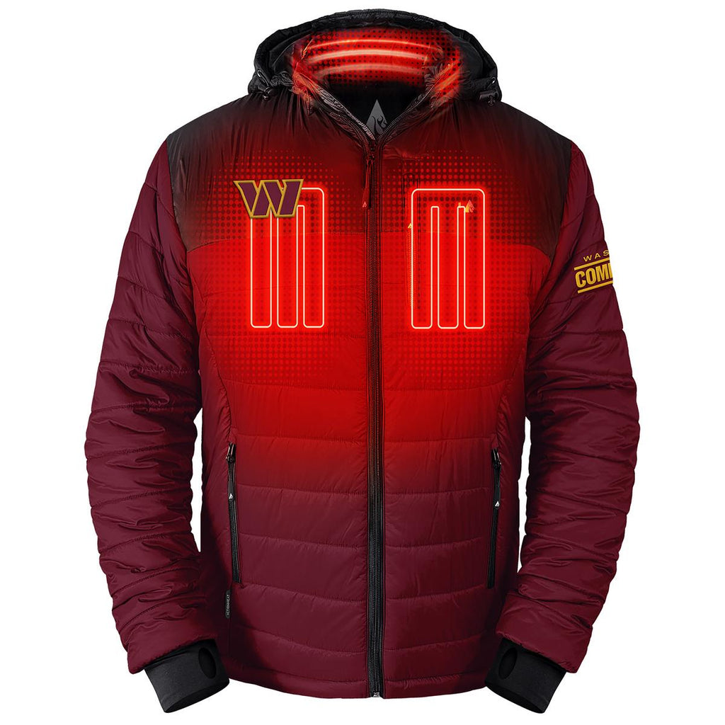 ActionHeat Washington Commanders 5V Men's Colorblock Puffer Battery Heated Jacket