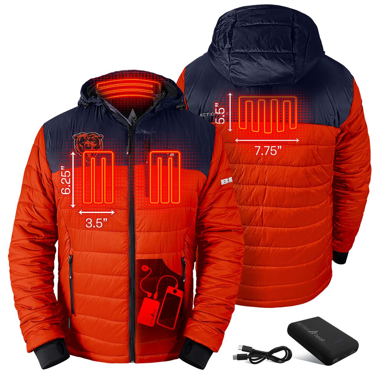 ActionHeat Chicago Bears 5V Men's Colorblock Puffer Battery Heated Jacket