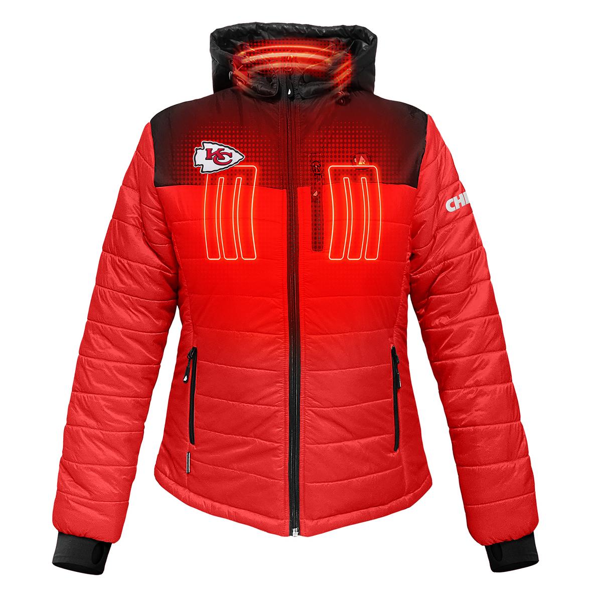 ActionHeat Kansas City Chiefs 5V Women's Colorblock Puffer Battery Heated Jacket