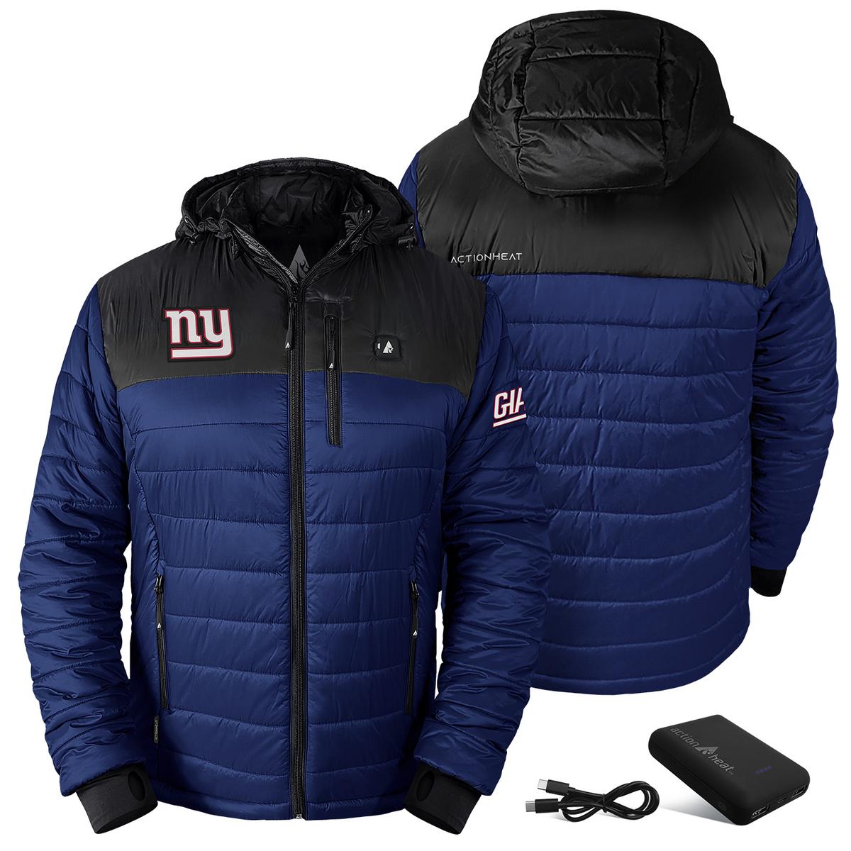 ActionHeat New York Giants 5V Men's Colorblock Puffer Battery Heated Jacket