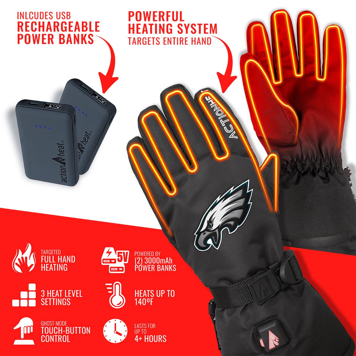 ActionHeat Philadelphia Eagles 5V Battery Heated Gloves
