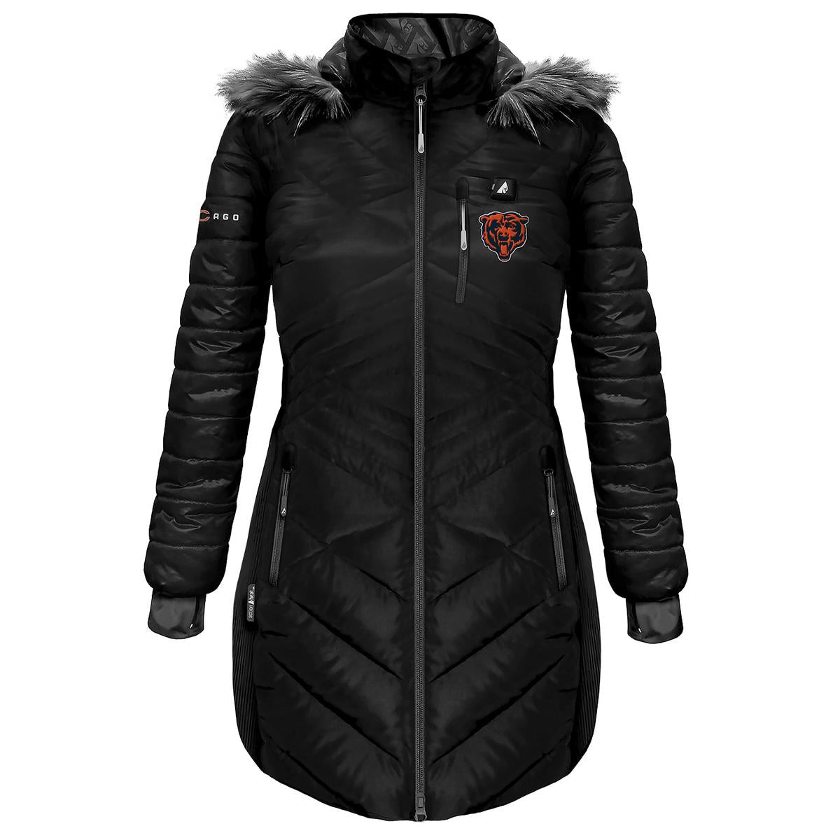 ActionHeat Chicago Bears 5V Women's Long Puffer Battery Heated Jacket