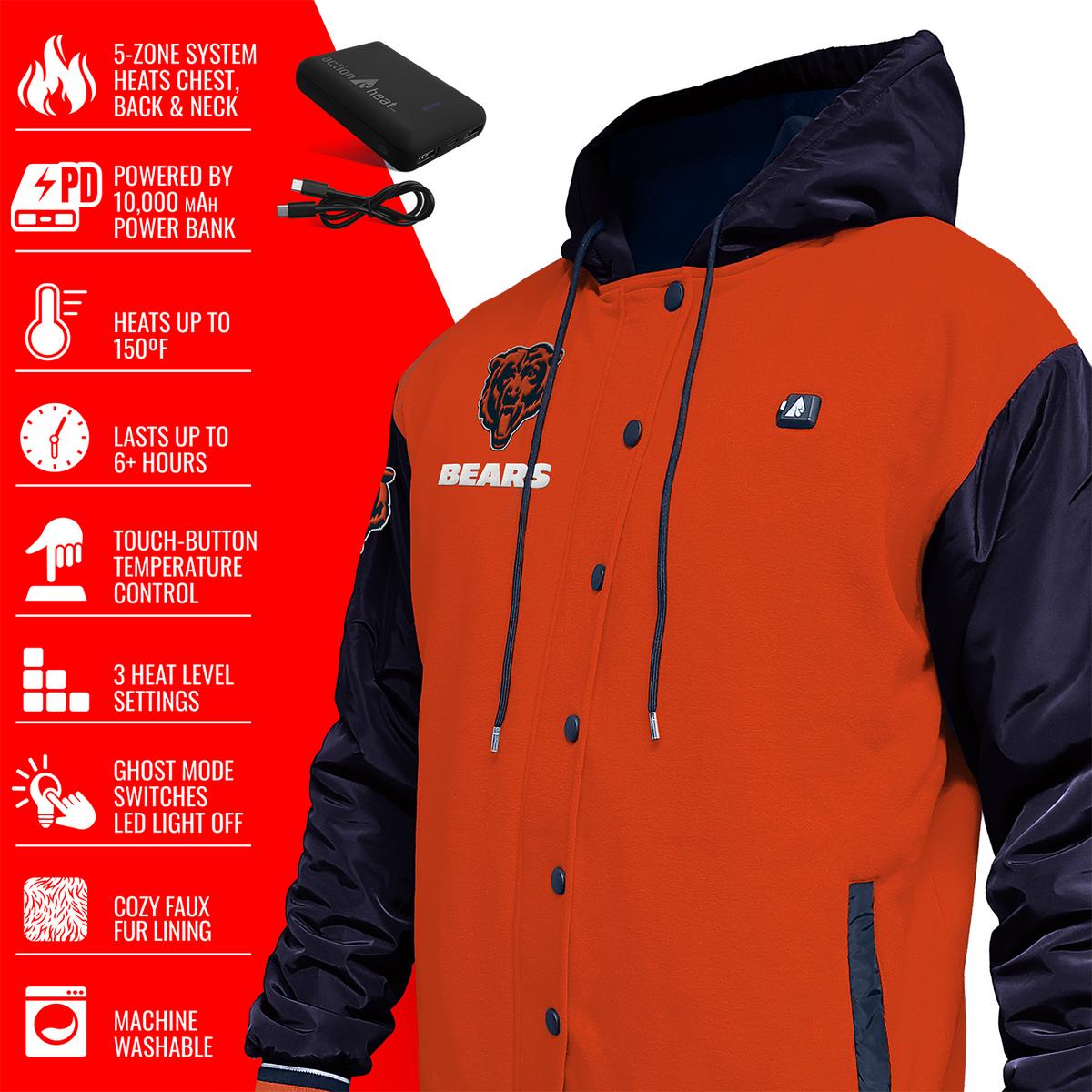 ActionHeat Chicago Bears 5V Battery Heated Varsity Jacket