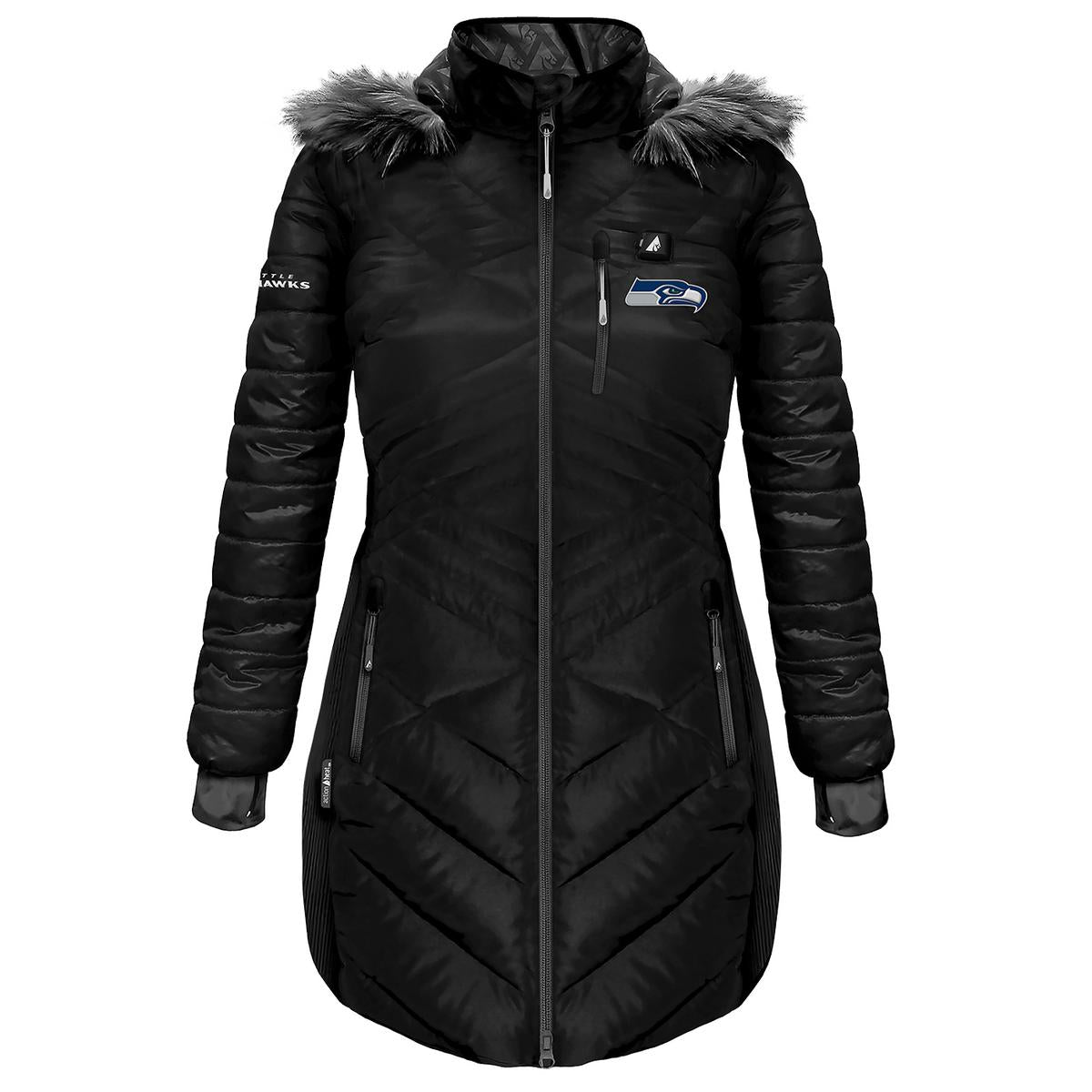 ActionHeat Seattle Seahawks 5V Women's Long Puffer Battery Heated Jacket