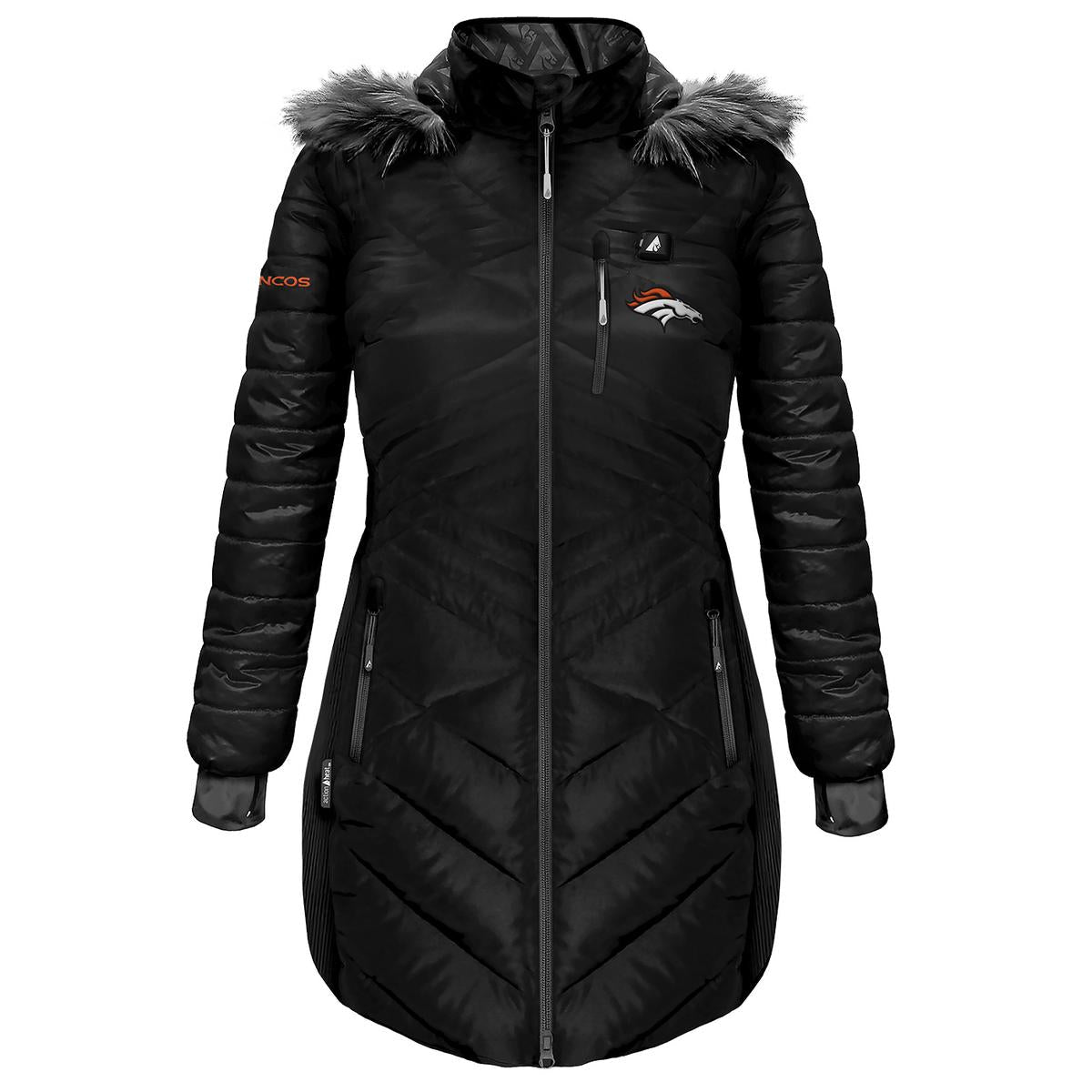 ActionHeat Denver Broncos 5V Women's Long Puffer Battery Heated Jacket