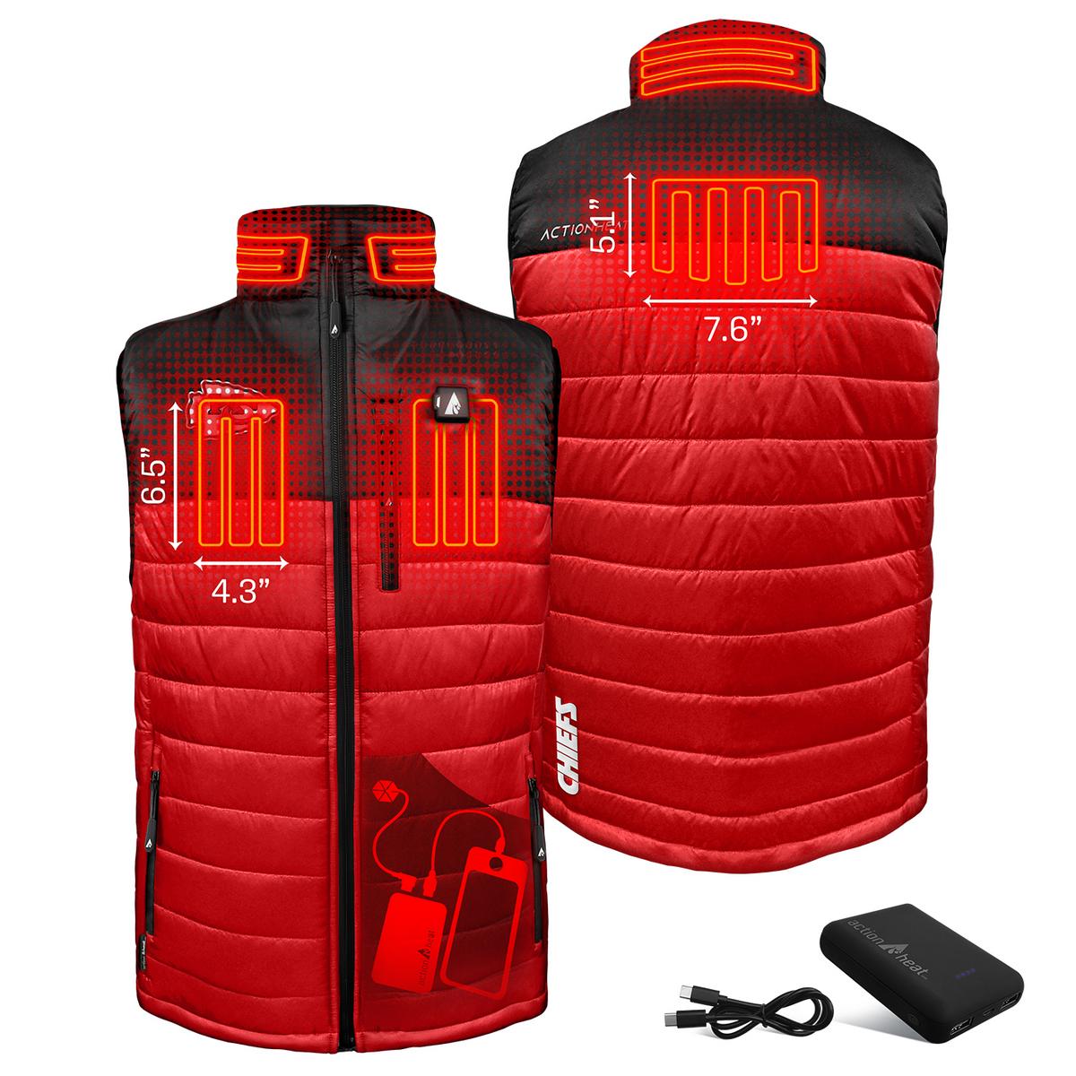 ActionHeat Kansas City Chiefs 5V Men's Colorblock Puffer Battery Heated Vest