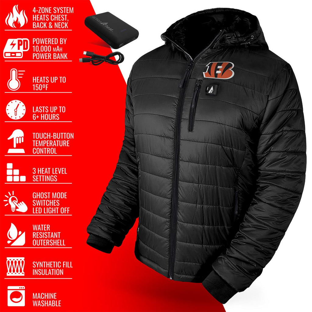 ActionHeat Cincinnati Bengals 5V Men's Puffer Battery Heated Jacket