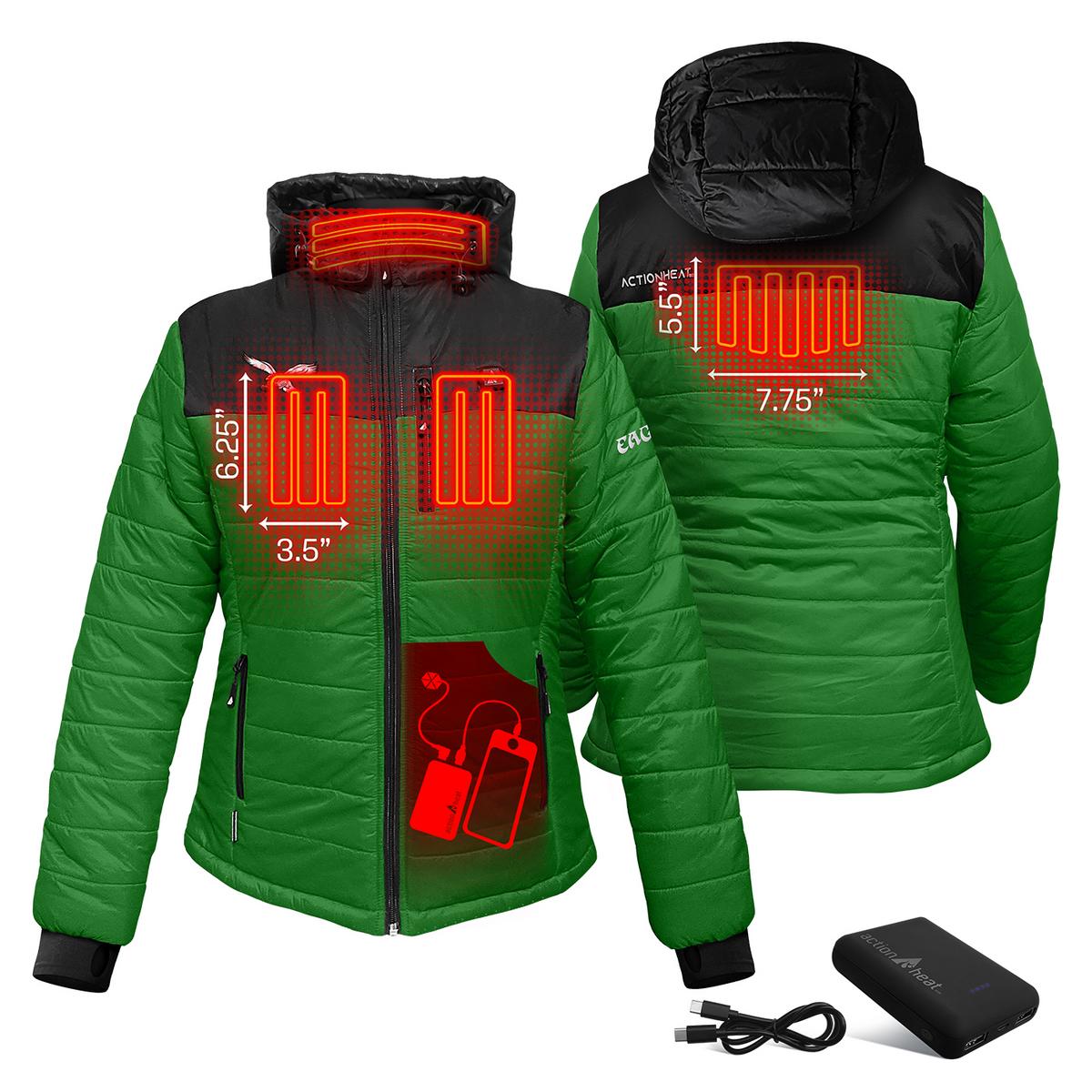 ActionHeat Philadelphia Eagles 5V Women's Colorblock Puffer Battery Heated Jacket