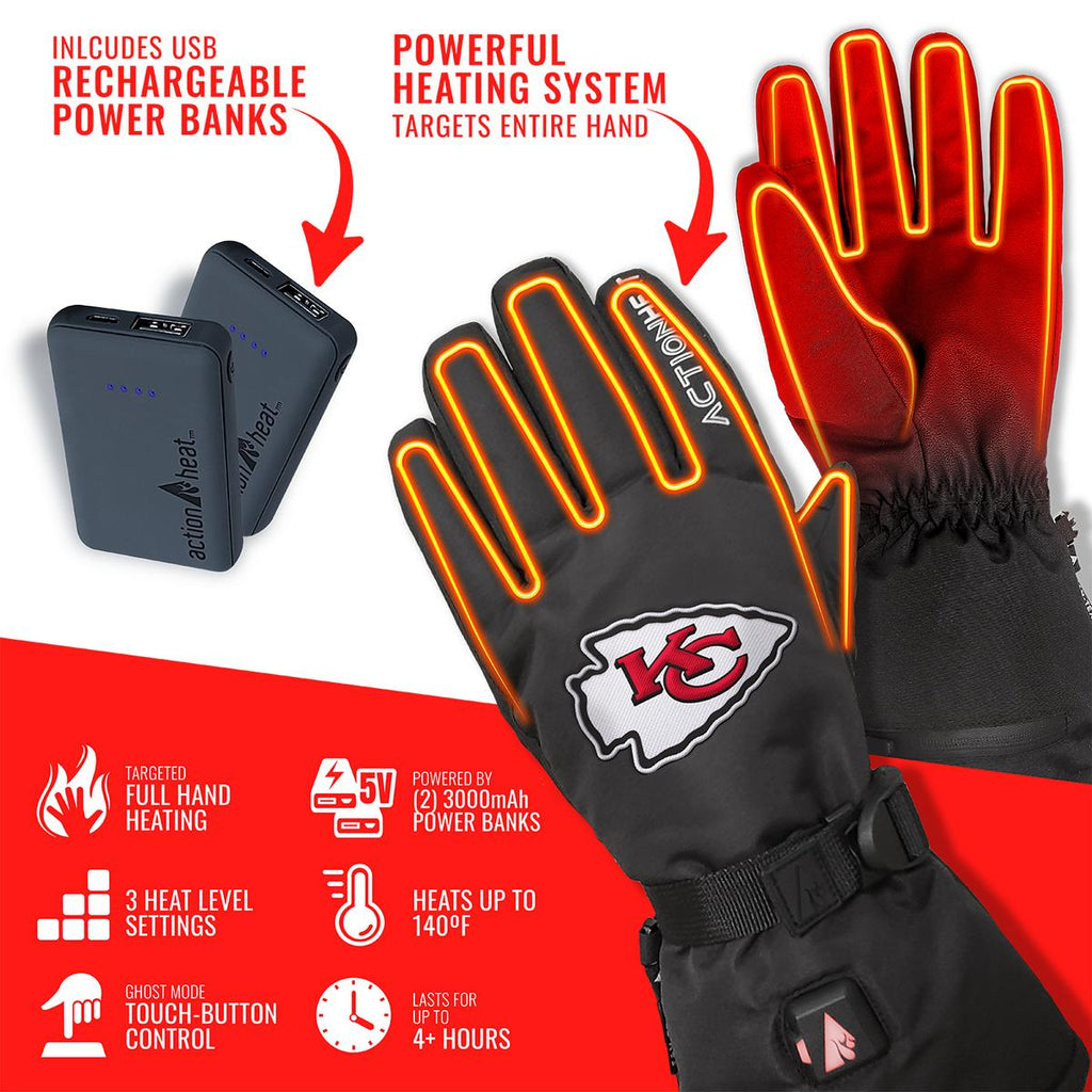 ActionHeat Kansas City Chiefs 5V Battery Heated Gloves