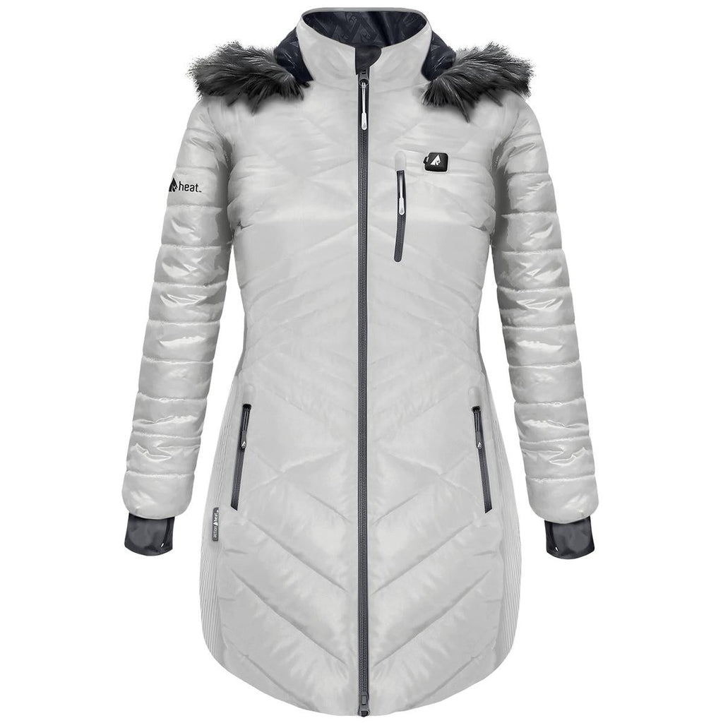 Open Box ActionHeat 5V Heated Long Puffer Jacket W/ Hood - Women's