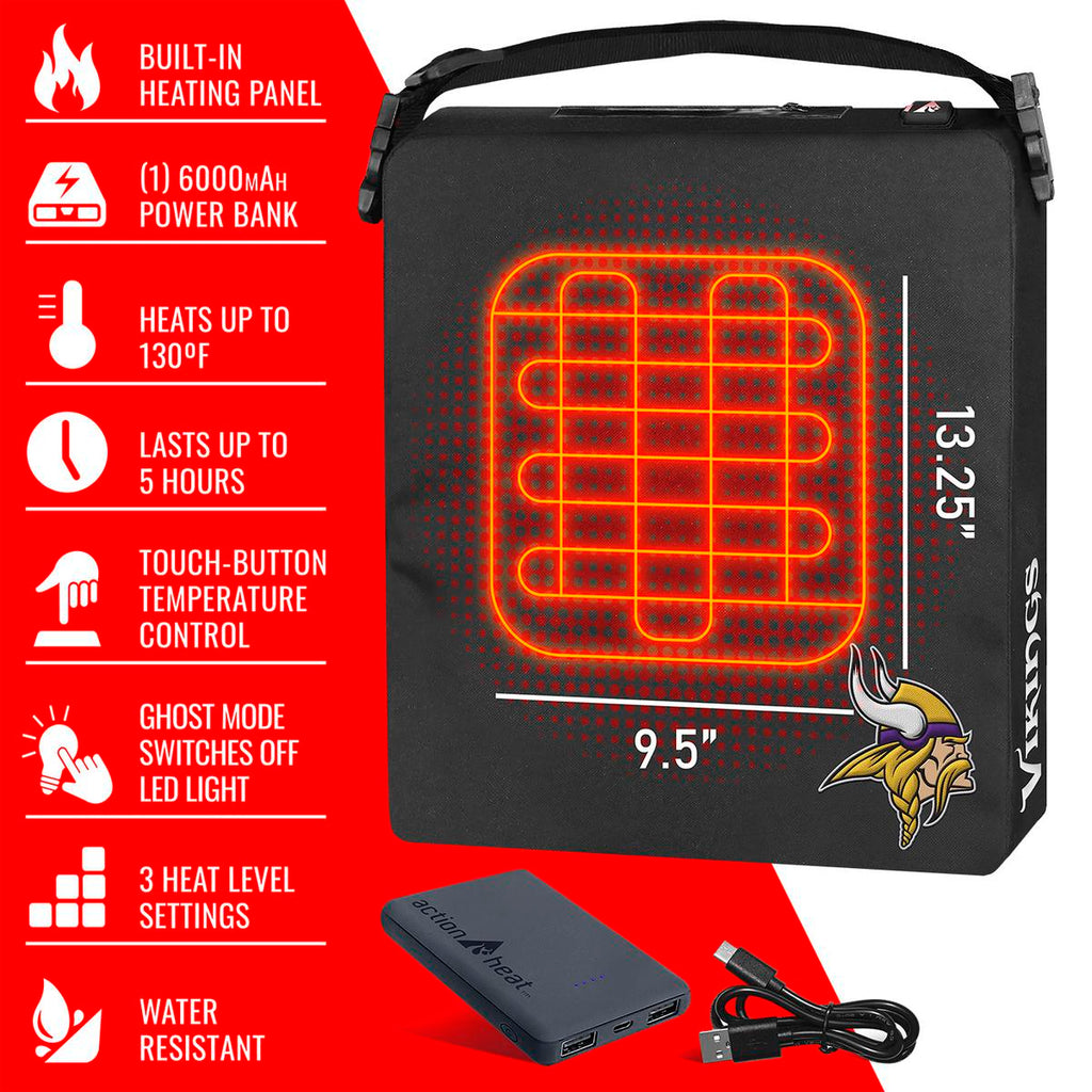 ActionHeat Minnesota Vikings 5V Battery Heated Seat Cushion