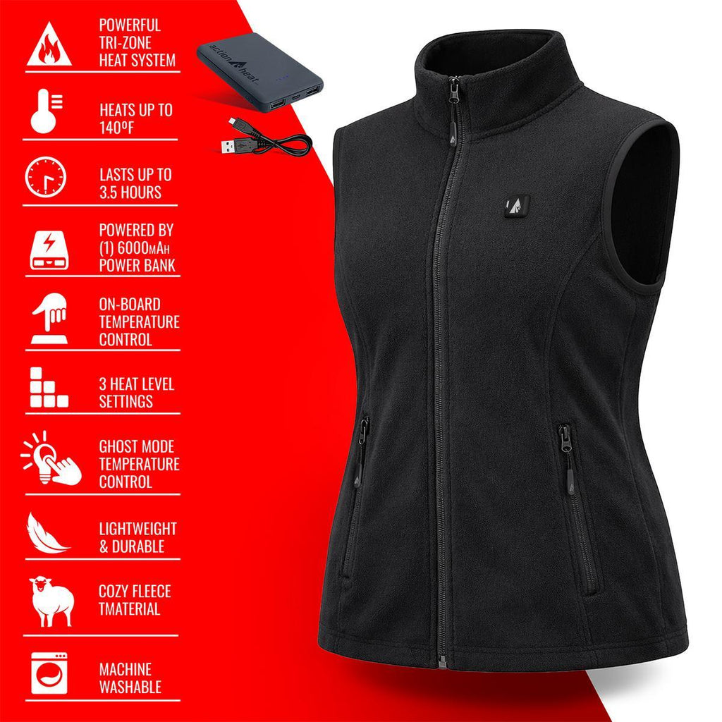 Open Box ActionHeat 5V Women's Classic Heated Fleece Vest