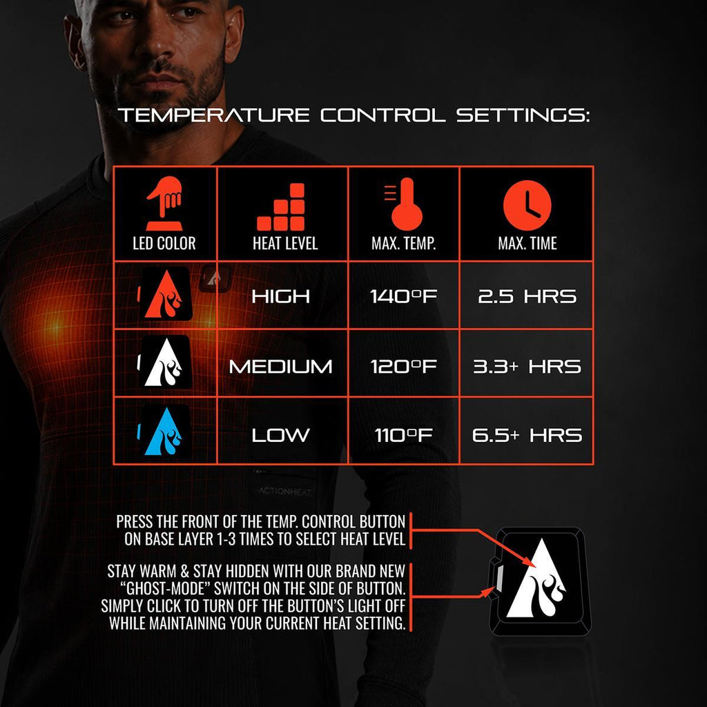 Open Box ActionHeat Pro Series+ Bluetooth Men's Heated Base Layer Shirt