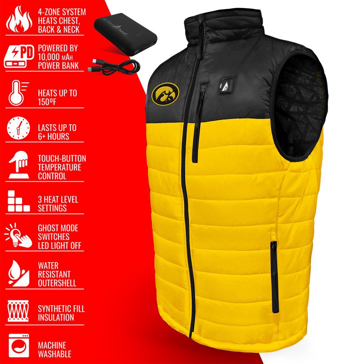 ActionHeat Iowa Hawkeyes 5V Men's Colorblock Puffer Battery Heated Vest