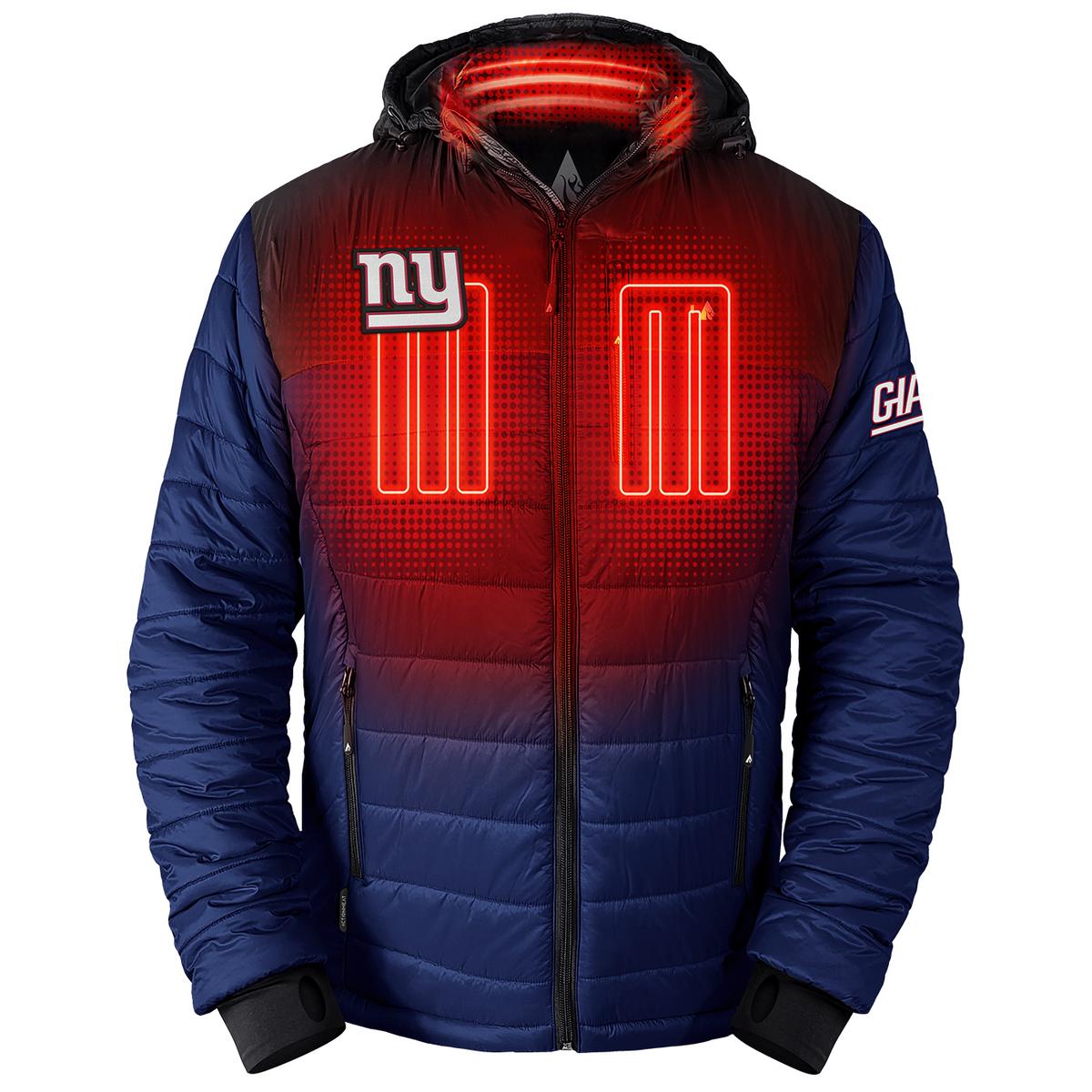ActionHeat New York Giants 5V Men's Colorblock Puffer Battery Heated Jacket